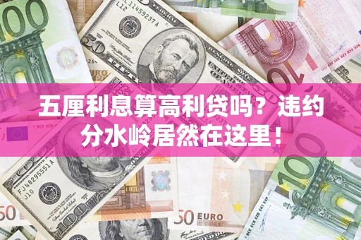 武汉五厘利息算高利贷吗？违约分水岭居然在这里！
